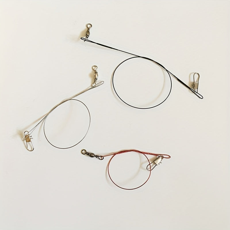 50/100pcs Durable Anti-Bite Steel Fishing Line with Swivel - Protect Your Catch and Improve Your Fishing Experience