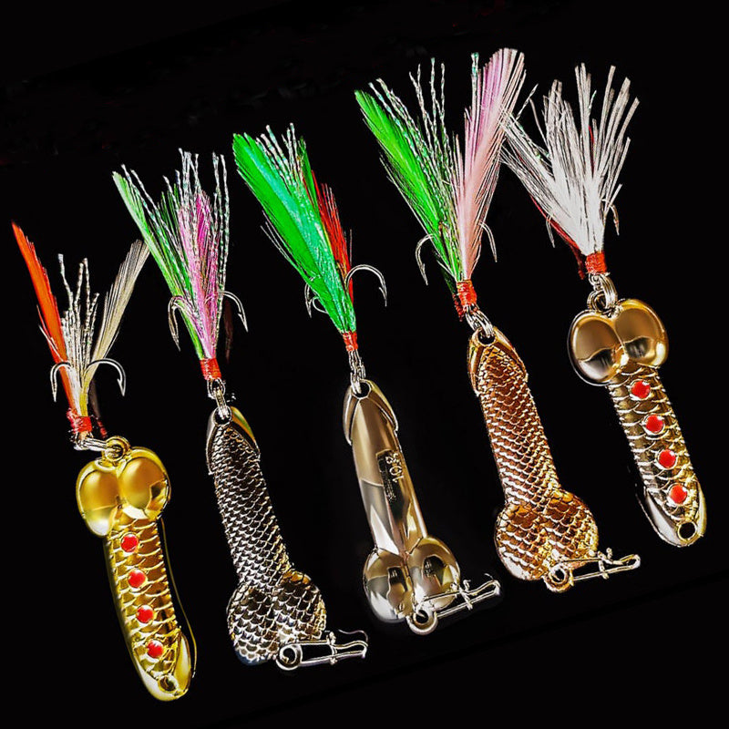 2pcs/5pcs Hard Metal VIB Fish Lures Spoon Lure Artificial Baits with Rayon Cool Fishing Accessory