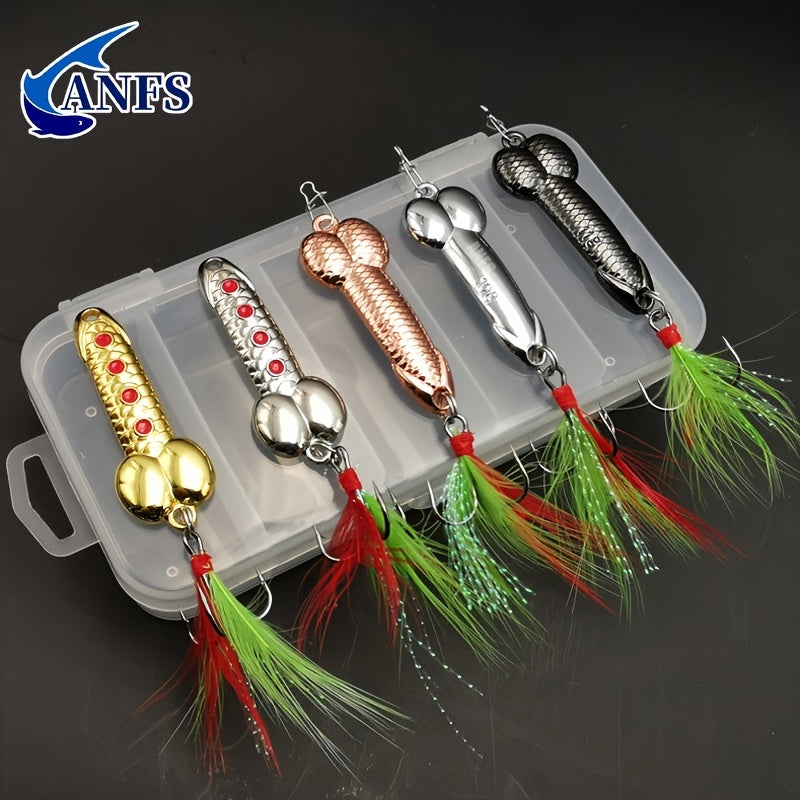 2pcs/5pcs Hard Metal VIB Fish Lures Spoon Lure Artificial Baits with Rayon Cool Fishing Accessory