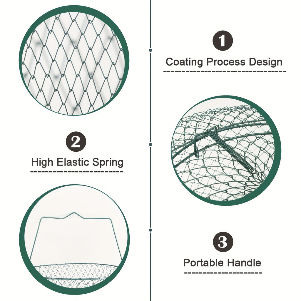 Premium Collapsible Rust-Resistant Fish Keeper - Floating Fishing Net Cage with Durable Coating for Live Fish, Shrimp, and Crayfish - Compact, Portable, and Easy to Clean