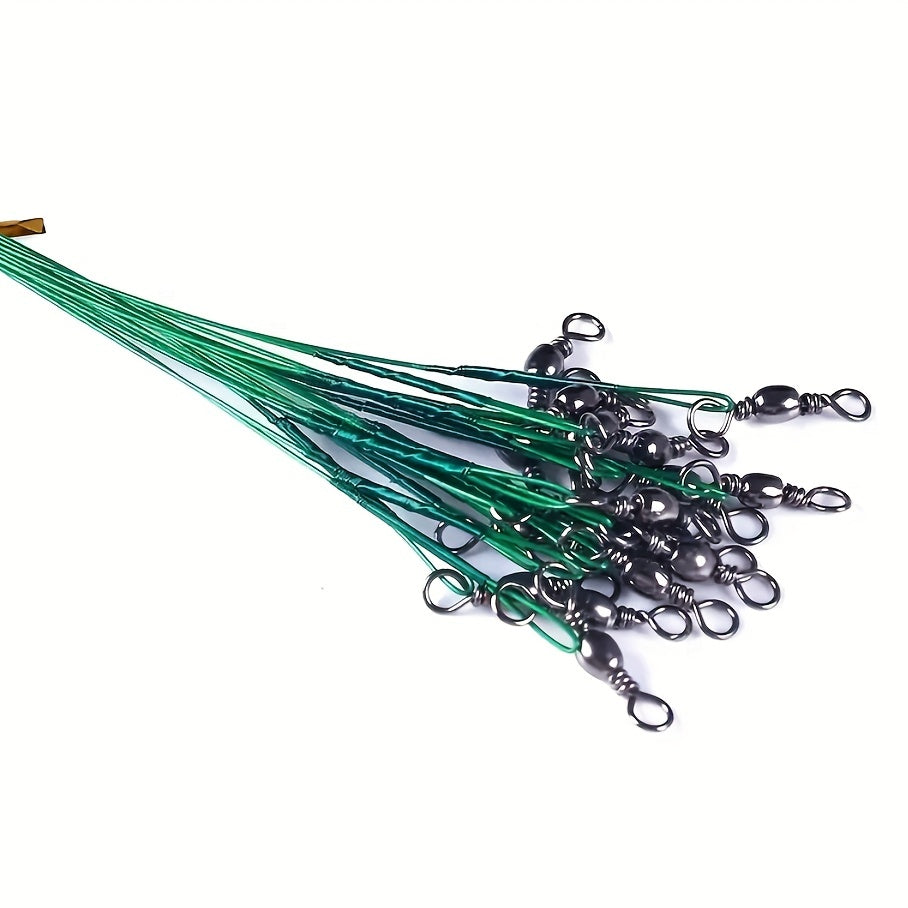 50/100pcs Durable Anti-Bite Steel Fishing Line with Swivel - Protect Your Catch and Improve Your Fishing Experience