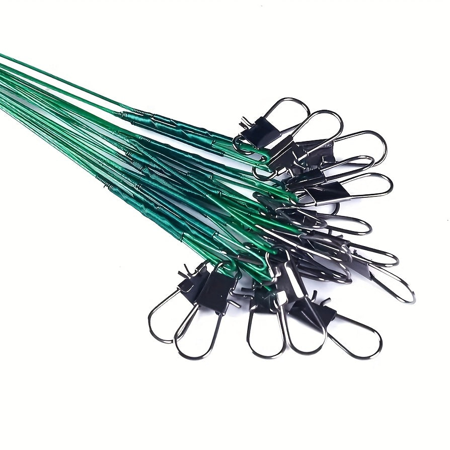 50/100pcs Durable Anti-Bite Steel Fishing Line with Swivel - Protect Your Catch and Improve Your Fishing Experience