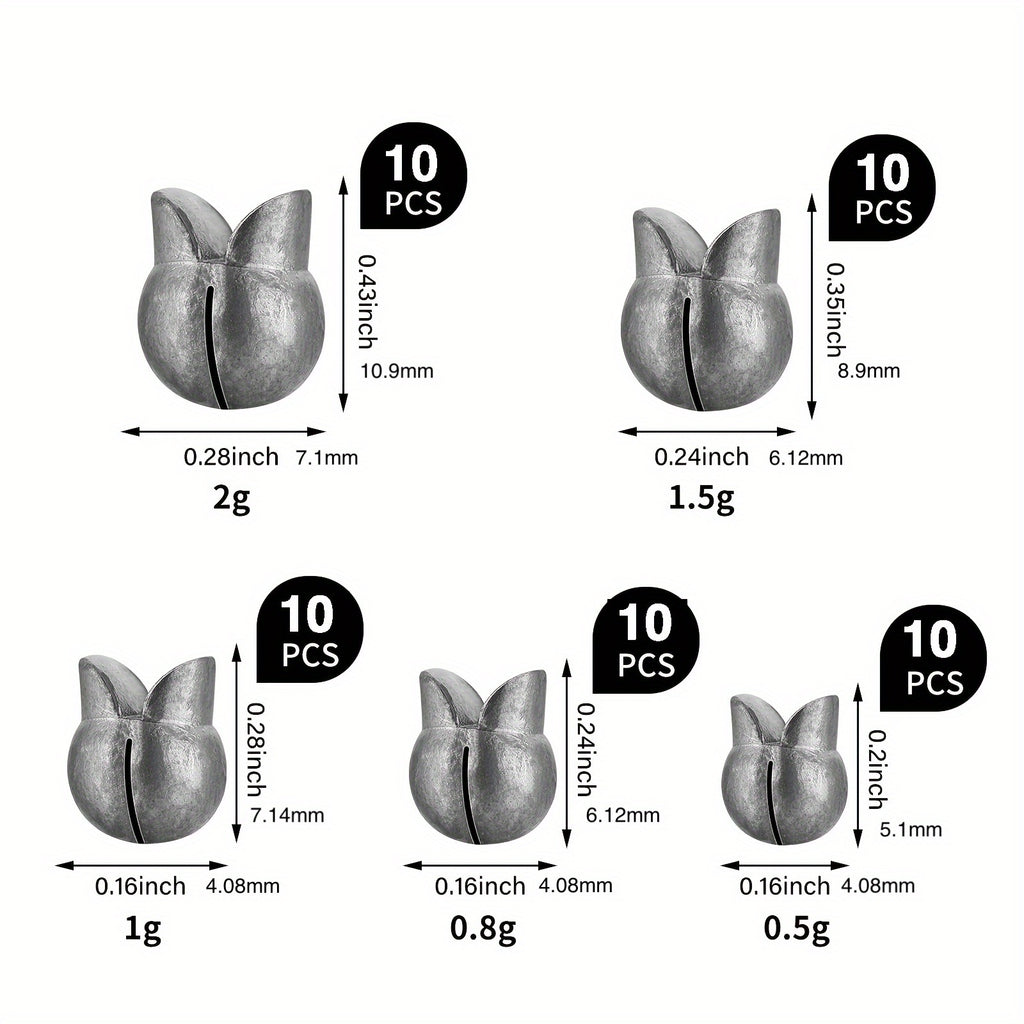 50/100pcs Premium Removable Split Shot Sinker - Quick-Attach Fishing Weights for Effortless Casting - Durable Outdoor Accessories for Freshwater & Saltwater Anglers