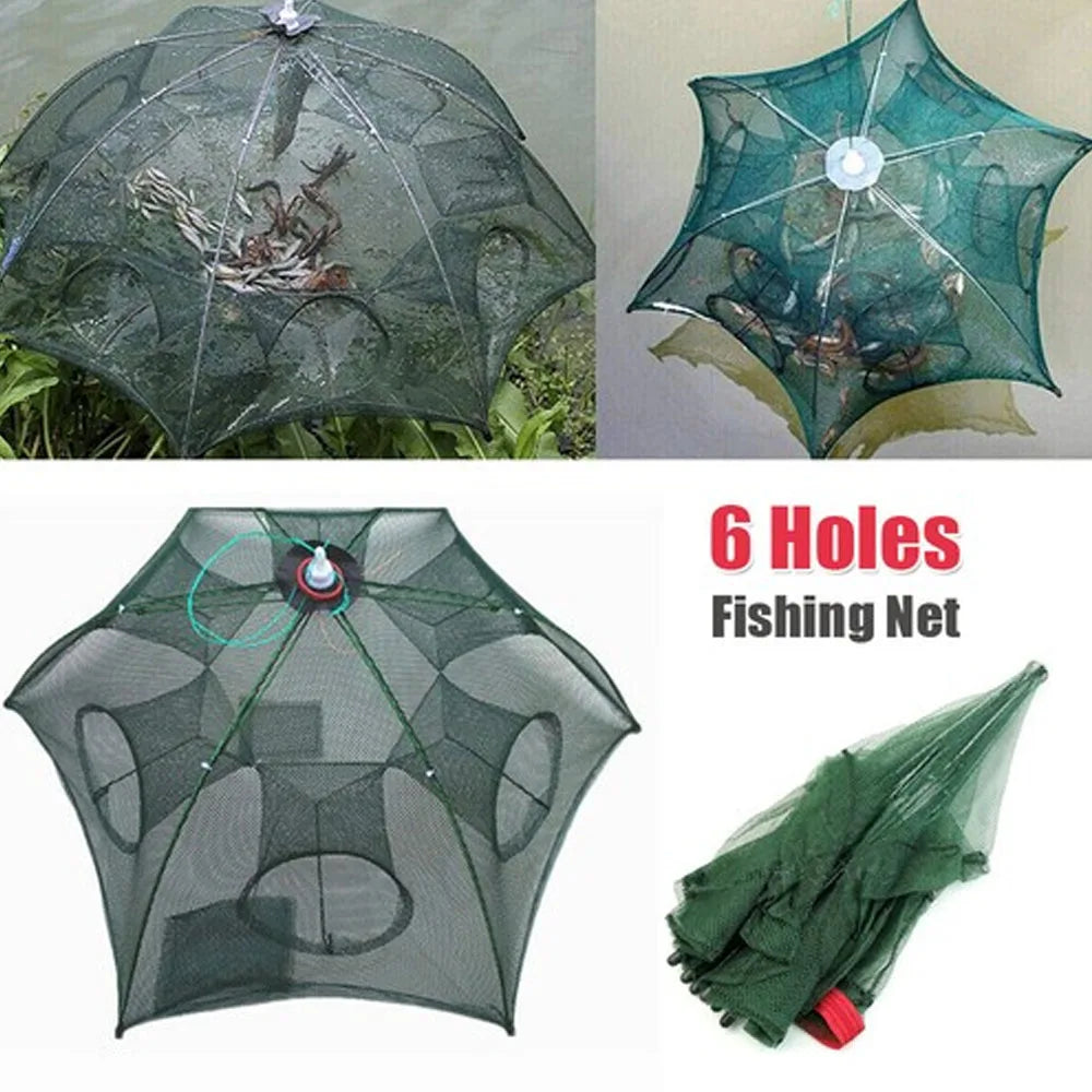 6 Holes Fishing Net for Fishing Net/Tackle/Cage Folding Crayfish Catcher Casting/Fish Network Crab/Crayfish Traps