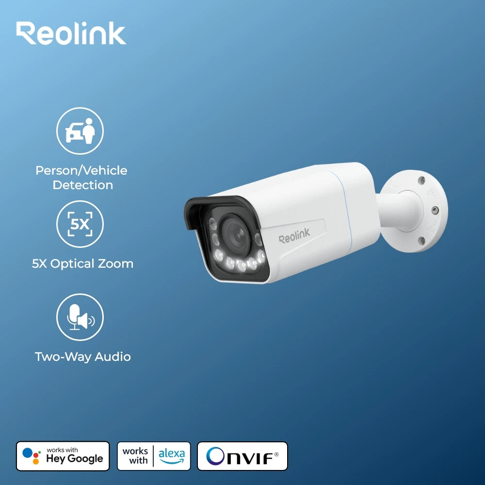Reolink Smart 4K 8MP PoE Security Camera 5X Zoom IP Camera with Spotlight Siren Street Protection Surveillance Cameras for Home