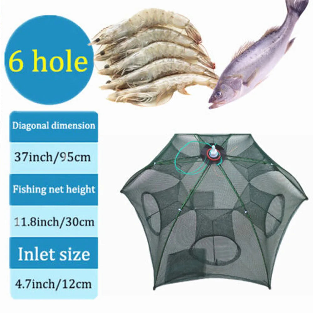 6 Holes Fishing Net for Fishing Net/Tackle/Cage Folding Crayfish Catcher Casting/Fish Network Crab/Crayfish Traps