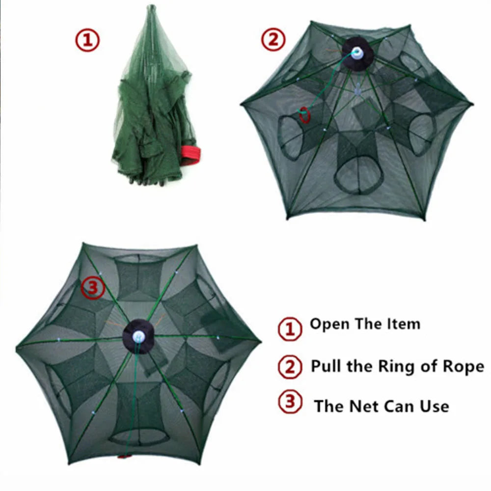 6 Holes Fishing Net for Fishing Net/Tackle/Cage Folding Crayfish Catcher Casting/Fish Network Crab/Crayfish Traps