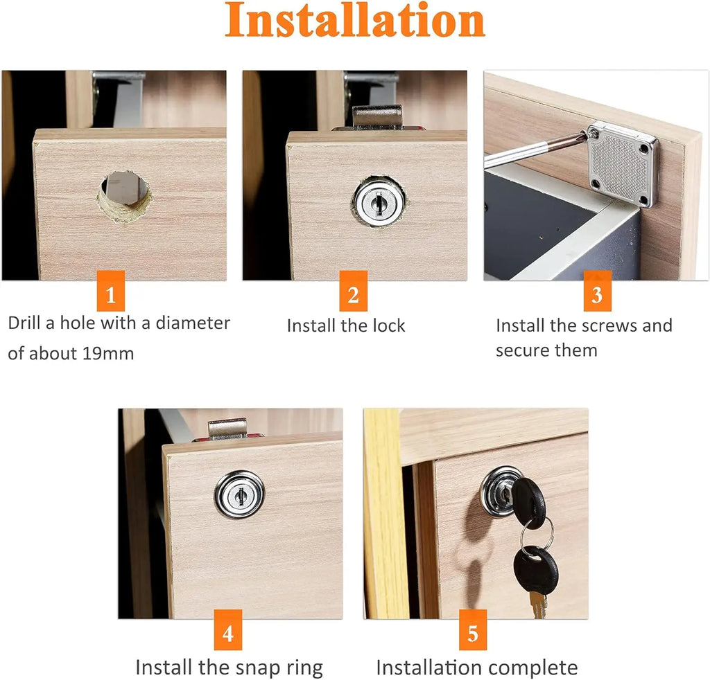 Drawer Lock Wardrobe Cabinet Cam Locks With 2 Keys Same Key Furniture Door Hardware For Office Desk Letter Box Mailbox