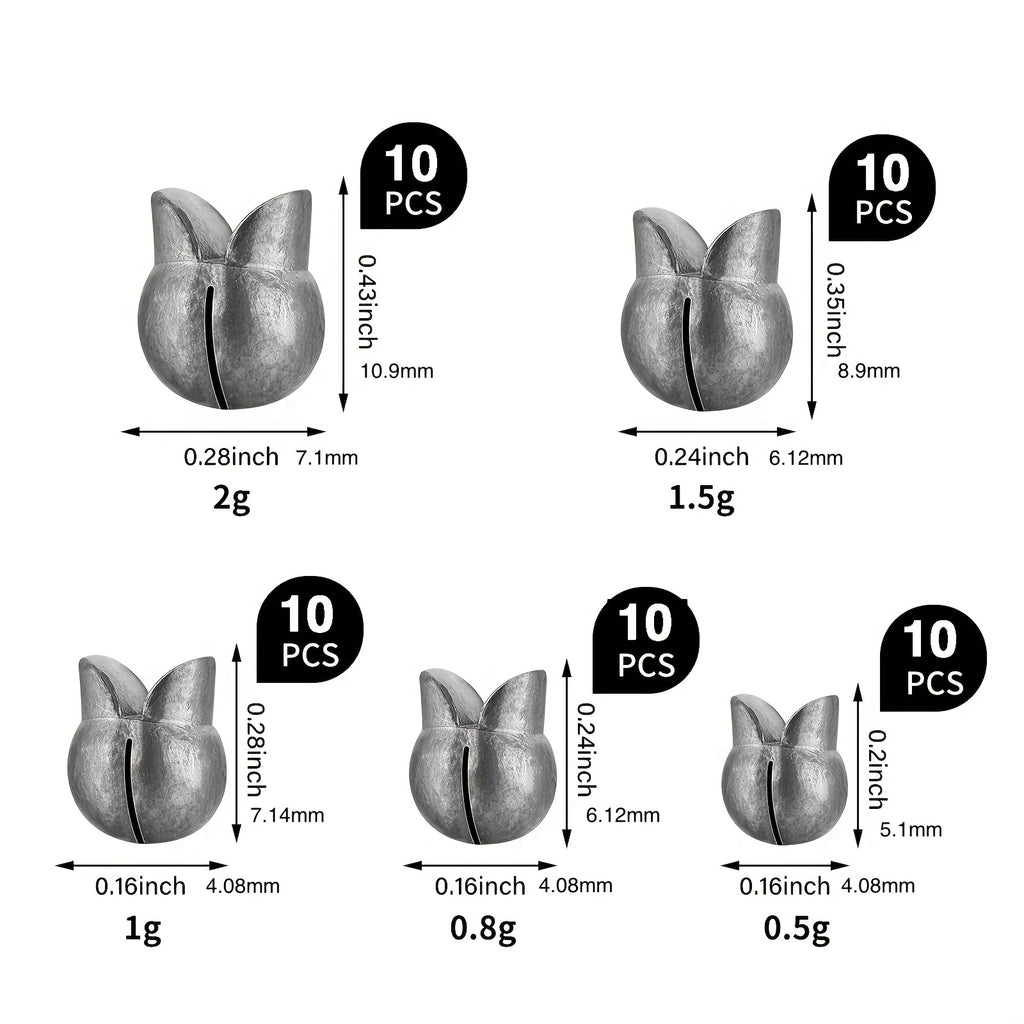 50/100pcs Premium Removable Split Shot Sinker - Quick-Attach Fishing Weights for Effortless Casting - Durable Outdoor Accessories for Freshwater & Saltwater Anglers
