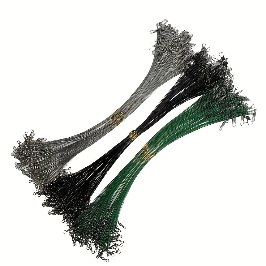 50/100pcs Durable Anti-Bite Steel Fishing Line with Swivel - Protect Your Catch and Improve Your Fishing Experience