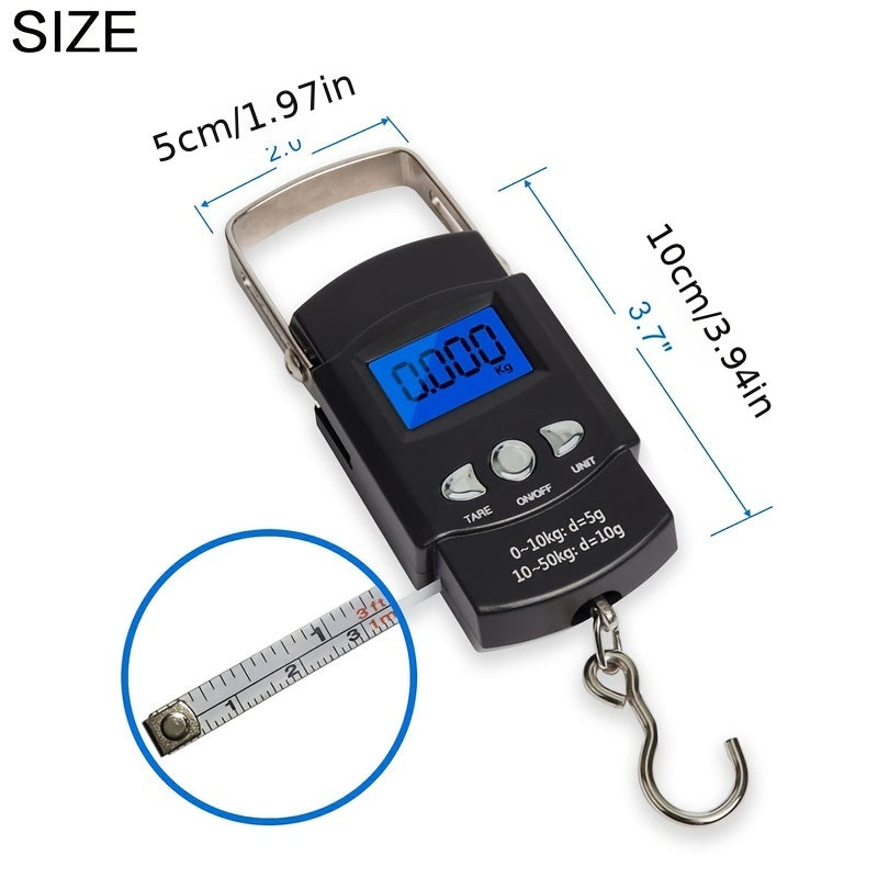 1pc Portable Digital Fishing Scale with Hanging Hook - Accurately Weigh Fish, Bags, Luggage, and More with High-Precision Measurements, Compact Design, and Convenient Carry-On Features for Outdoor Enthusiasts!