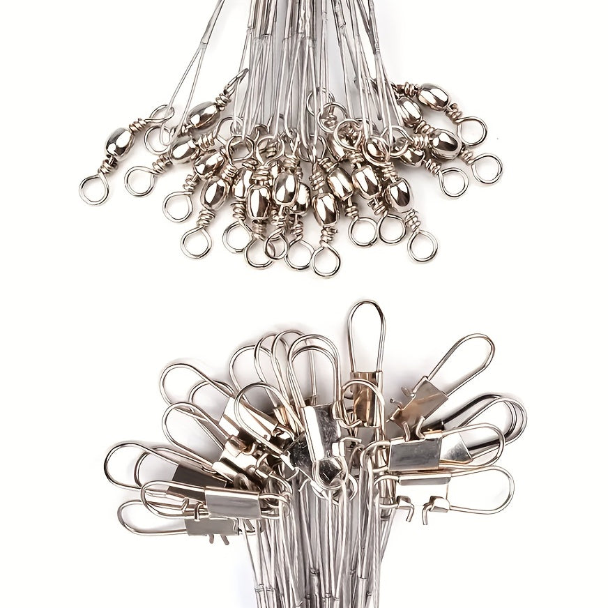 50/100pcs Durable Anti-Bite Steel Fishing Line with Swivel - Protect Your Catch and Improve Your Fishing Experience